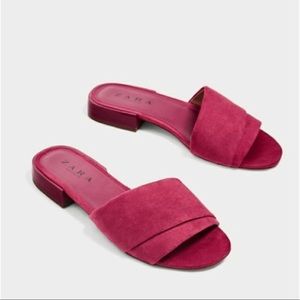 Zara Faux Suede Open Toe Mules